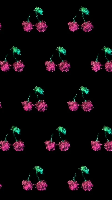 Geometric Cherry Pattern on Dark Background, Seamless Loop Stock Footage 330197269