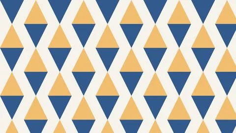 Geometric chevron pattern with blue and beige triangles on white background Stock Illustration