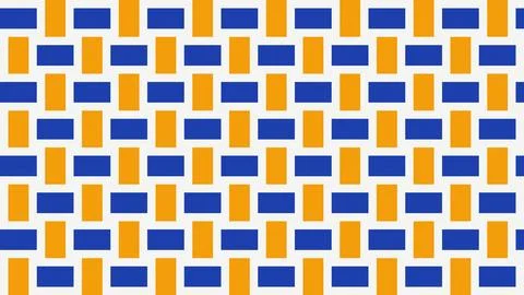 Geometric chevron pattern with blue and yellow rectangles on white background Stock Illustration