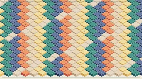 Geometric chevron pattern with multicolored blocks on white background Stock Illustration