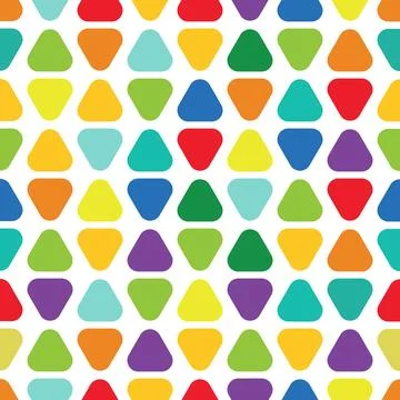 Geometric children seamless pattern with drawing triangles. Bright colorful b 库存插图