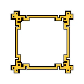 Geometric chinese frame border pixel art vector illustration Stock Illustration
