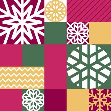 Geometric Christmas Snowflake Pattern in Festive Colors Illustrazione stock