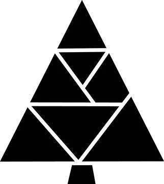 Geometric Christmas tree icon made of triangle segments Stock Illustration