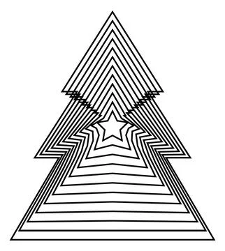 Geometric Christmas Tree Lines Vector Illustration Ilustración de archivo
