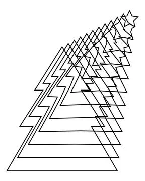 Geometric Christmas Tree Lines Vector Illustration Stock Illustration