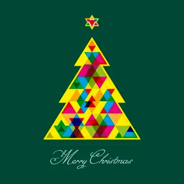 Geometric christmas tree made by multiple triangles. Illustration
