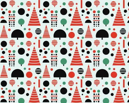 Geometric Christmas Tree Pattern in Red and Green Stock Illustration