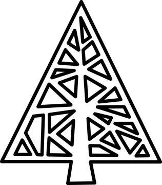 Geometric Christmas tree with triangle grid pattern icon Иллюстрация