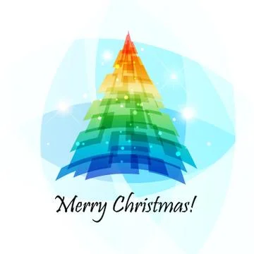 Geometric Christmas tree, vector card Stock Illustration