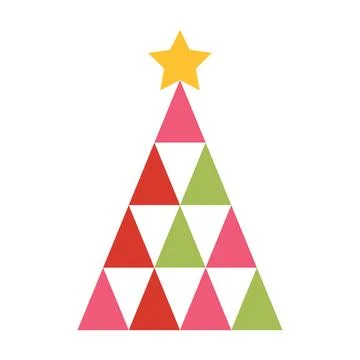 Geometric Christmas tree vector illustration on white background. Merry Chr.. Stock Illustration