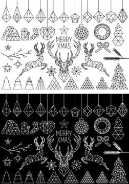 Geometric Christmas, vector set Stock Illustration