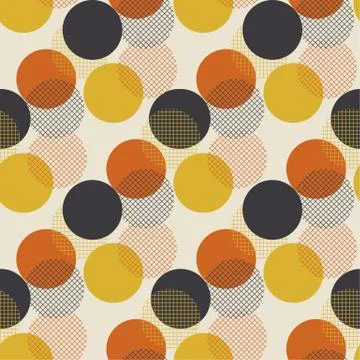 Geometric circle dot seamless pattern vector illustration in retro 60s style. Stock Illustration