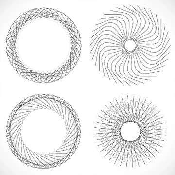 Geometric circle element, circle motif random edgy, angular lines. Suitable a Illustrazione stock