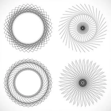 Geometric circle element, circle motif random edgy, angular lines. Suitable a Illustrazione stock