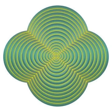 Geometric circle element with concentric, radial, and gradient circle lines. 库存插图