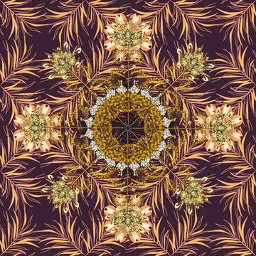 Geometric circle element in glod colors. Vector Round Ornament Pattern. Mandala Stock Illustration