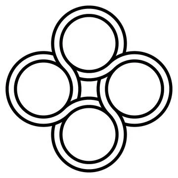 Geometric circle flower Five circle geometry, symmetrical flower layout Stock Illustration