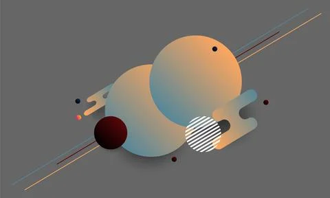 Geometric circle gradient shape pattern with line. Stock Illustration