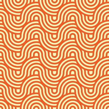 Geometric circle intersect waves seamless pattern. Stock Illustration