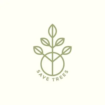 Geometric circle line foliage logo design Stock Illustration
