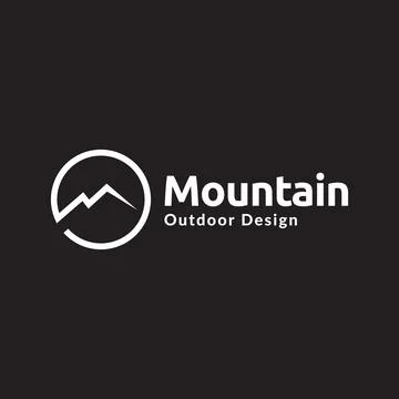 Geometric circle with mountains logo design vector graphic symbol icon sign.. Stock Illustration