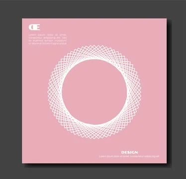 Geometric circle pattern on pink square. Vector illustration Illustrazione stock