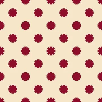 Geometric Circle Pattern, Seamless Retro Maroon Motif Design Stock Illustration