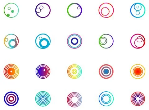 Geometric circle round shpaes in diffent gradient colors Stock Illustration
