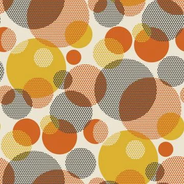 Geometric circle seamless pattern vector illustration in retro 60s style. Vin Stock Illustration