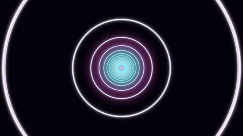 Geometric circles glowing in a dark background create a visual effect Stock Footage 337926304