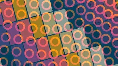 Geometric circles grid abstract animation of colorful shapes, specifically arran Stock Footage 330529924