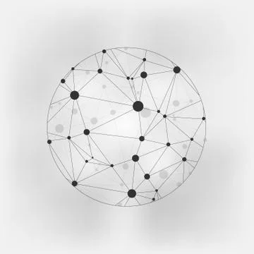 Geometric Circles Molecular. Wireframe connecting earth sphere. Globe connect Stock Illustration