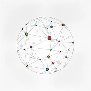 Geometric Circles Molecular. Wireframe connecting earth sphere. Globe connect Stock Illustration
