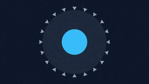 Geometric circular design with triangular border and blue center on dark ba.. Stock Illustration