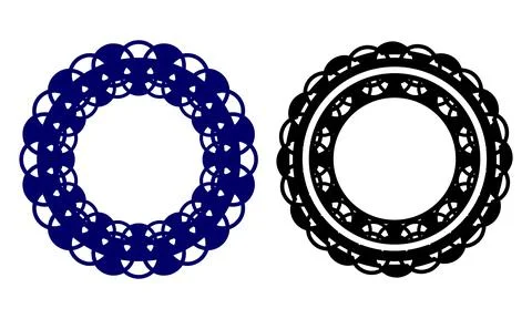 Geometric Circular Frame Collection with Interlocking Rings and Scalloped O.. 库存插图