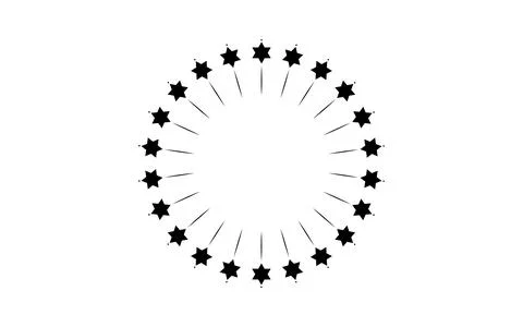 Geometric Circular Frame with Hexagram Motif Ilustração Stock