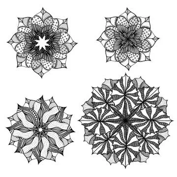 Geometric circular ornament set. Ilustração Stock