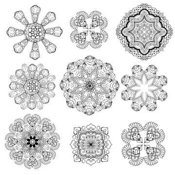 Geometric circular ornament set 스톡 일러스트