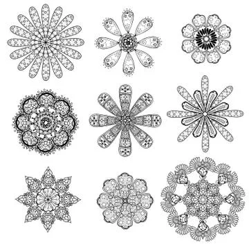 Geometric circular ornament set Stock Illustration