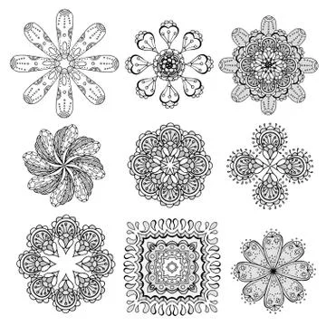 Geometric circular ornament set イラスト素材