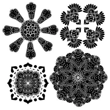 Geometric circular ornament set 스톡 일러스트