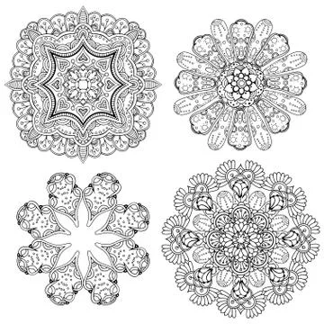 Geometric circular ornament set Illustrazione stock