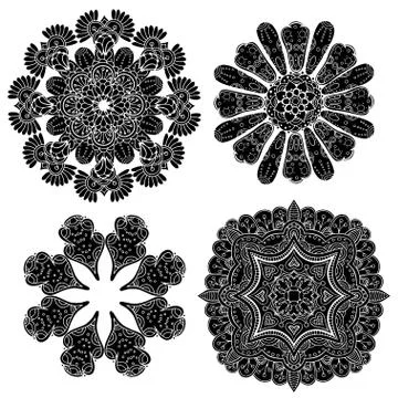 Geometric circular ornament set Illustrazione stock
