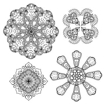 Geometric circular ornament set Stock Illustration