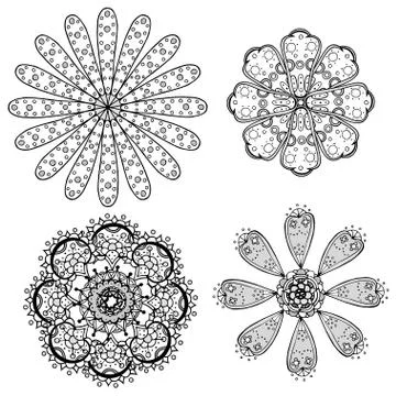Geometric circular ornament set Stock Illustration
