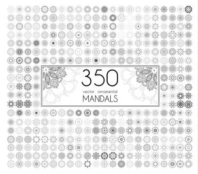 Geometric circular ornament set. Stock Illustration