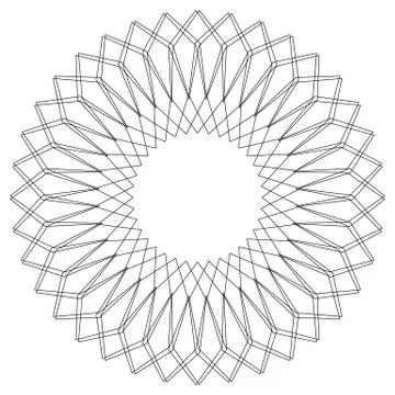 Geometric circular pattern. Abstract motif with radiating intersecting lines Illustrazione stock