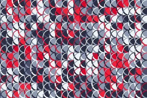 Geometric Circular Pattern Design Featuring Vibrant Red and Grey Scale Elemen Ilustração Stock