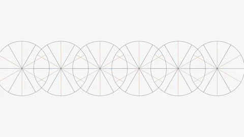 Geometric circular pattern with radial lines and overlapping circles Stock Illustration